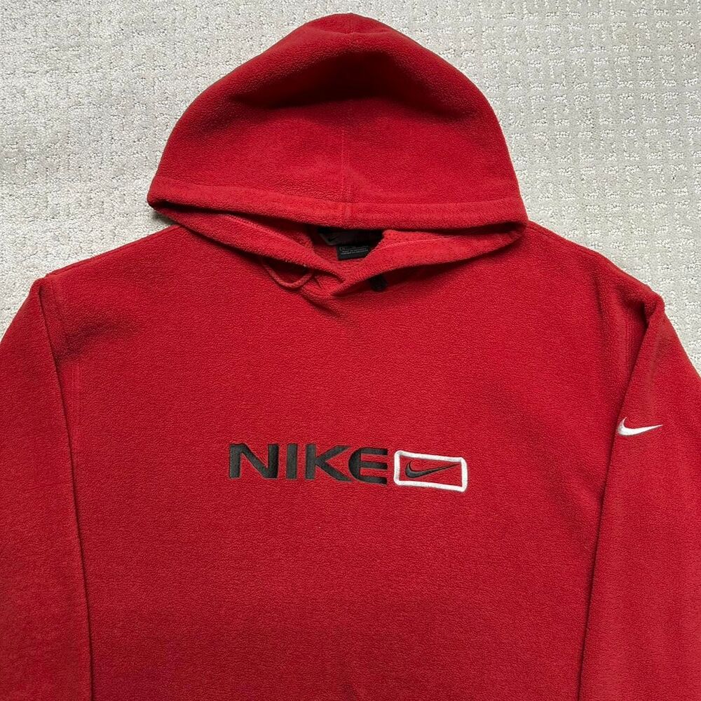 y2k Nike Men's Red Fleece Hoodie